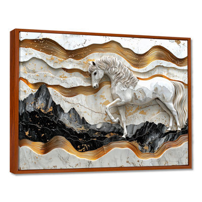 Cheval, rivière, rivière, horizon, cavalier III - art mural grand cheval