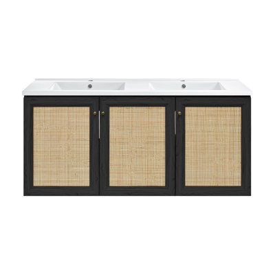 Ensemble de meuble-lavabo mural en chêne avec lavabo double 48 po Classe