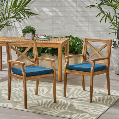 Outdoor Acacia Wood Patio Armchair, Dining Chairs