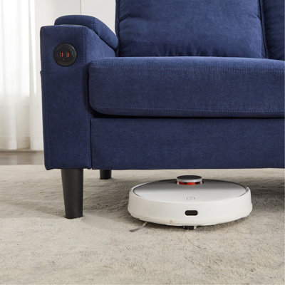 Canapé combiné 3 places avec repose-pieds de rangement bleu pour repose-pieds, chambre à coucher, chambre compacte, canapé modulaire rembourré, banc en L avec repose-pieds et tabouret individuel