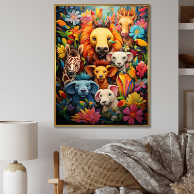 Pépinière colorée, aire de jeu pour animaux d'Afrique I - Art mural pour chambre de bébé