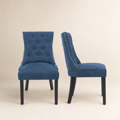 Tufted Upholstered Dining Chairs with Solid Wood Legs
