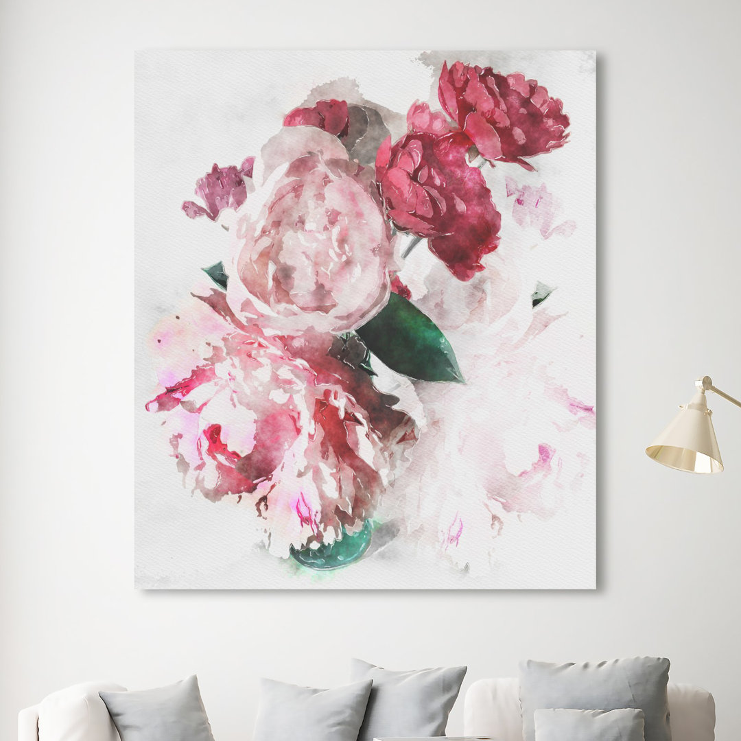 'Peony Vase' Painting on Wrapped Canvas