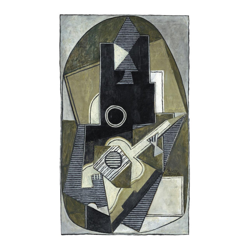 «L'Homme a la Guitare» par Pablo Picasso - Estampe numérique, H 20 po x l 16 po