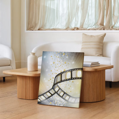 Canvas A Vibrant Abstract Background Featuring A Cascade Of Shimmering Gold Wall Art Stars Scattered Across A Soft Radiant Gradient Of Canvas Wall Art