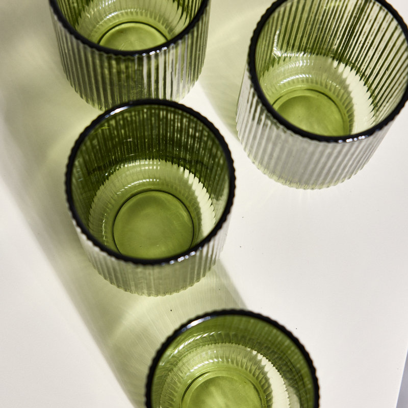 Chanyia Drinking Glass Set, Green, 13" H
