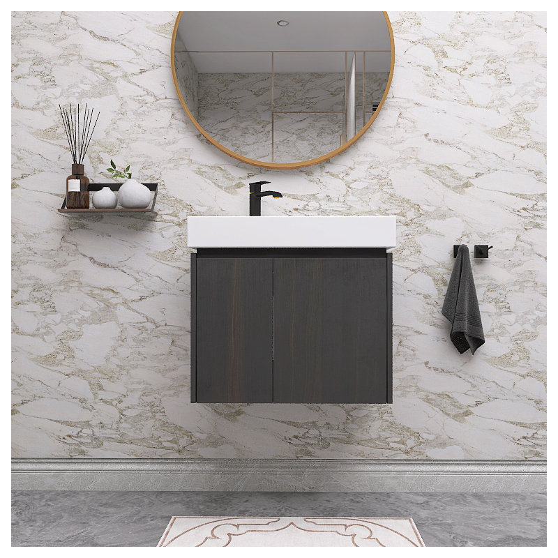 Meuble-lavabo avec plateau Jaiel, Noir