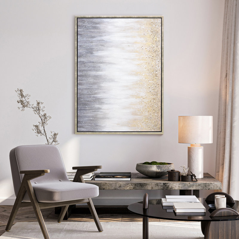 Toile encadrée dorée texturée, scintillante, encadrée