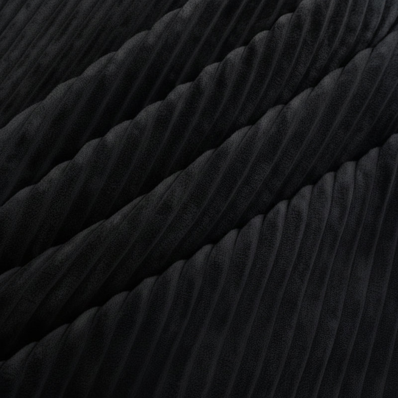 Repose-pieds plein Corduroy Upholstery, Noir
