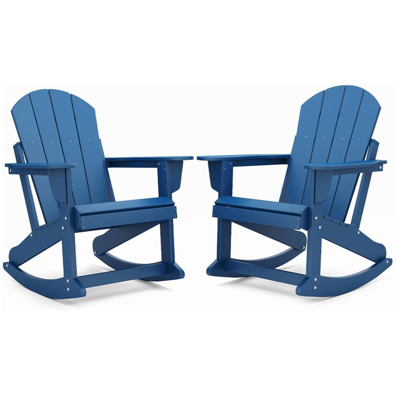 Set Of 2 Oversized All Weather Adirondack Rocking Chair, Blue