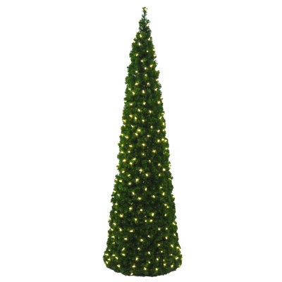 Arbre de Noël artificiel pin demi-cône vert 7 pi avec 200 lumières claires et blanches