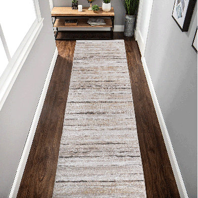 Tapis brun / rayé 17 x 17 pièces 17 pièces pour la salle à manger de la collection Payas 17 Stories