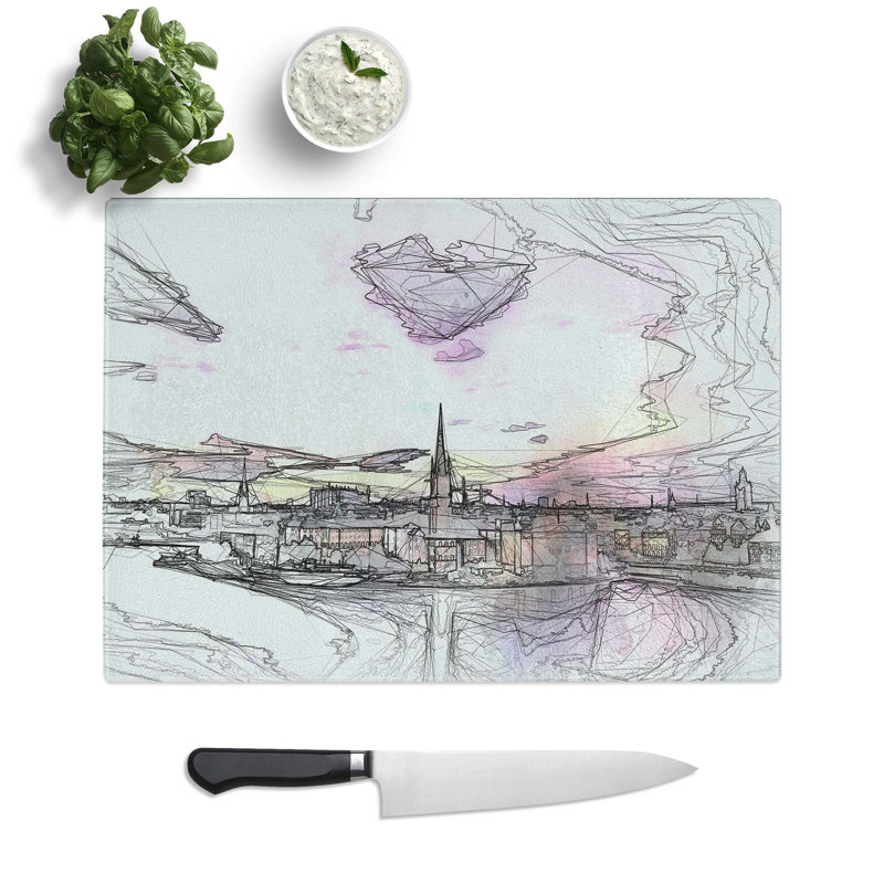 Tempered Glass Stockholm in Sweden Chopping Board, 39 cm W x 28.5 cm L