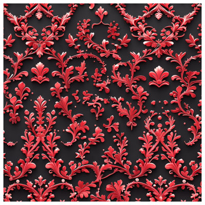 Édredon damassé à motif floral rouge