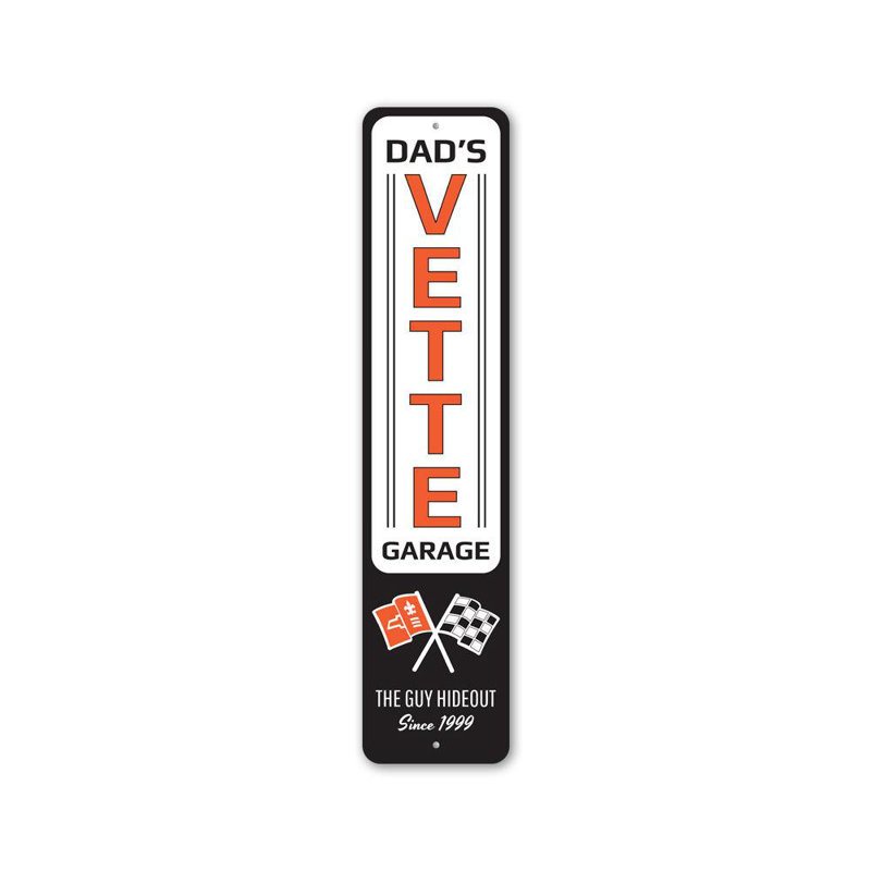 Enseigne en aluminium «Dad's Vette Garage», H 24 po x l 6 po x P 0,06 po