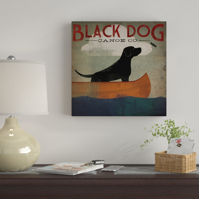 « black dog canoë », reproduction d’impression sur toile tendue, H 14 po x l 14 po x P 2 po