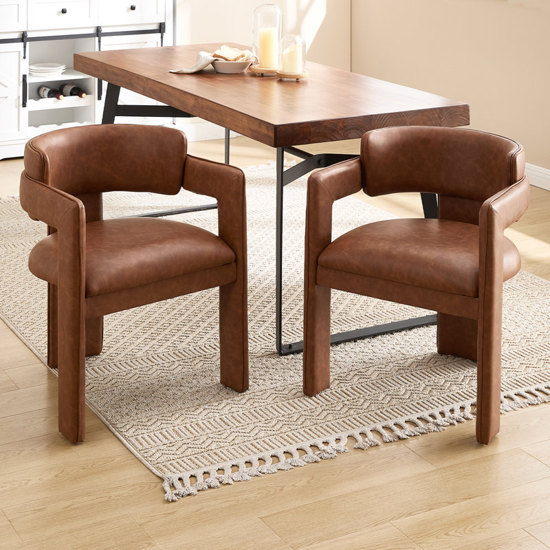 Fauteuil de salle à manger rembourré moderne avec dossier de 19 po de hauteur H 19 po
