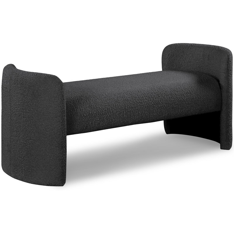 Peyton Boucle Fabric Bench, Black Boucle Fabric