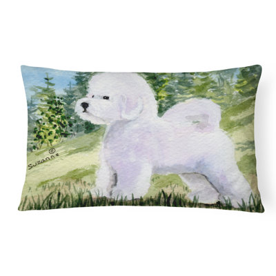 Coussin décoratif intérieur/extérieur vert/blanc bichon bichon frisé