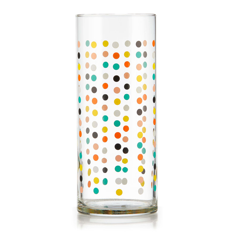 Colorful Retro Polka Dot Glasses Set, 16 oz, Dishwasher Safe
