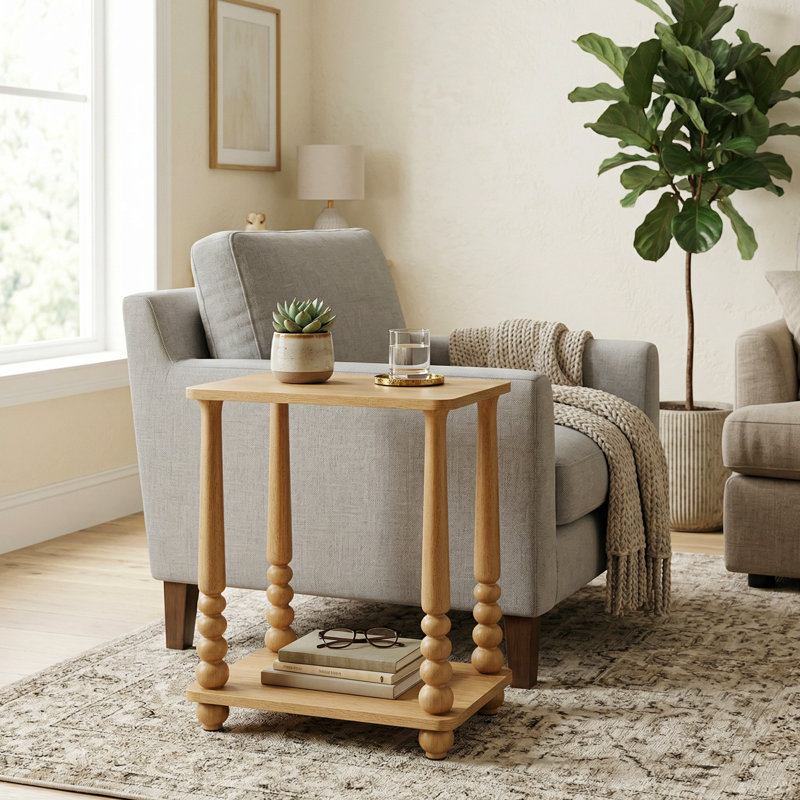 Rectangular End Table, Light Brown