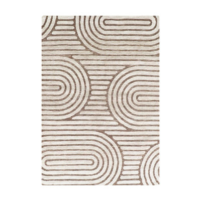 Beige Swirls Abstract Boho Farmhouse Soft Pile Boho Minimal Large Area Rug