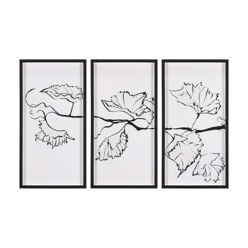 Begonia Vine (Left) Hand Embelished Textured Framed Art Print Matted under Glass