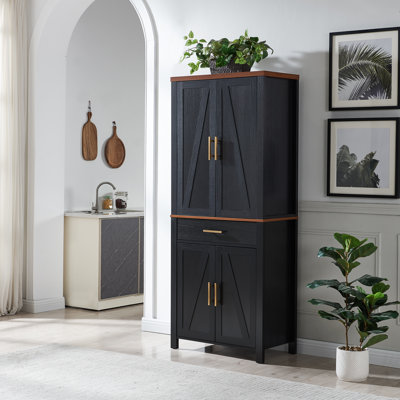 Arnauld 72" Freestanding Kitchen Pantry Storage Cabinet Cupboard with Doors Adjustable Shelves & Drawer by Red Barrel Studio
