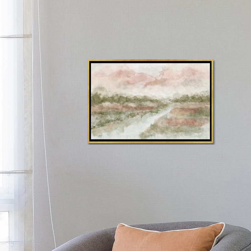 Peaceful Waters, 18" H x 26" W x 1.5" D, Gold Floater Framed Canvas, No Mat