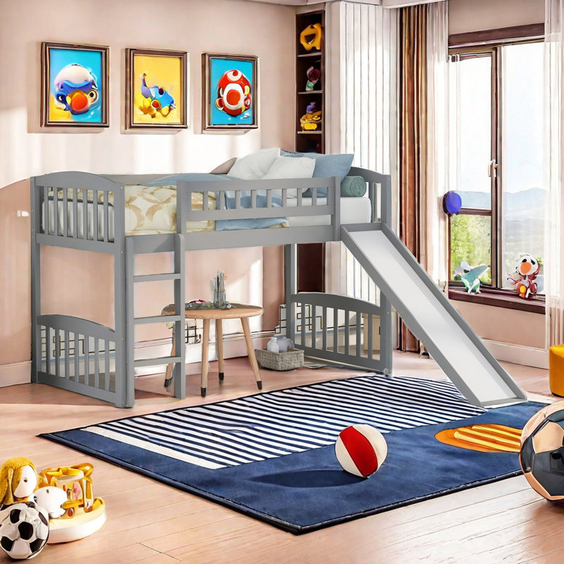 Lit mezzanine simple Jozyah Kids, gris