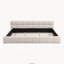 Lit King élégant en chenille beige à motif damier, beige-1608784869-1608784870