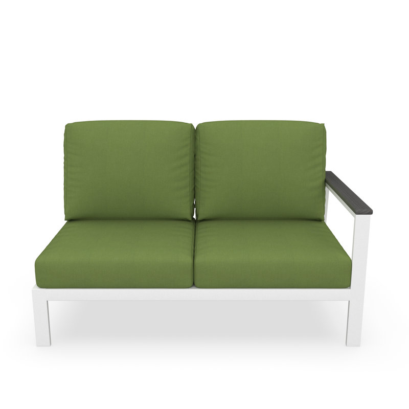 Outdoor Patio Sectional Right Loveseat With Sunbrella Cushions, Right Hand Facing, Spectrum Cilantro