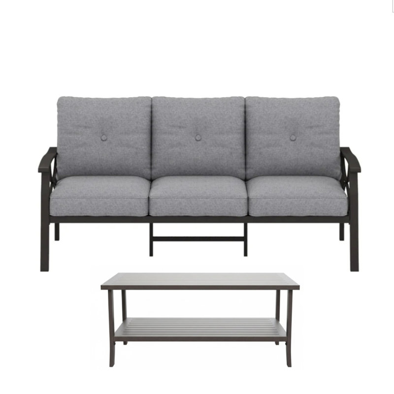 Ensemble de patio extérieur 2 pièces, Gris / Kaki