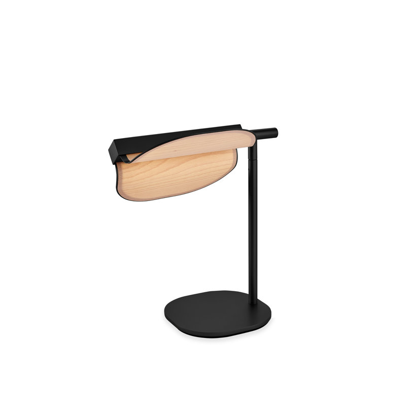 Omma LED Table Lamp, Matte Black, Natural Beech