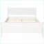 Structure de lit plateforme double en bois - Aucun sommier requis, pin massif / panneau de fibres à densité moyenne / contreplaqué, blanc pour la chambre à coucher