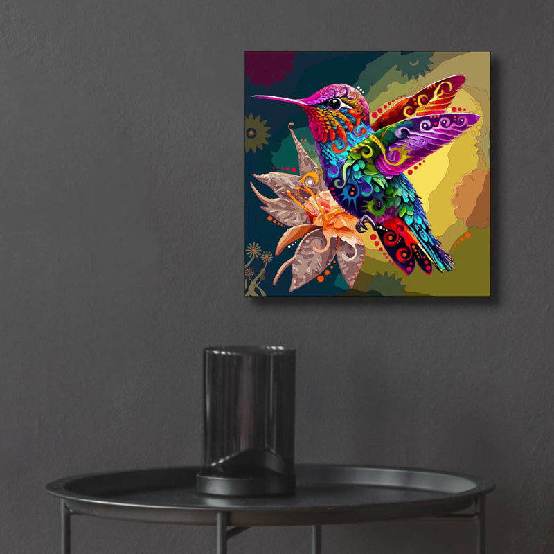 Art mural en verre «Hummingbird» par Dean Russo, H 12 po x l 12 po x P 0,13 po