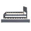 Grand lit plateforme tapissier avec tête de lit à motif brique et gigogne simple, tissu en lin, structure moderne en bois massif, gris-835098216-835098218