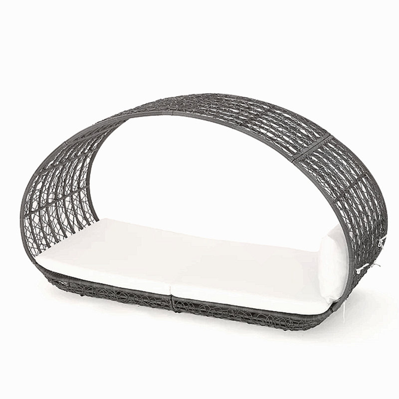 Outdoor Wicker Overhead Canopy Daybed Water Resistant Cushion