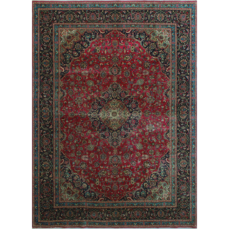 Tapis intérieur de la laine 9 pi 8 po x 13 pi 8 po "one-of-kind" à la main-noué la 1980 magenta Fine