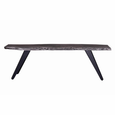 Banc de salle à manger gris en bois d'acacia avec pieds en métal, revêtement résistant à l'eau pour plus de durabilité et de style