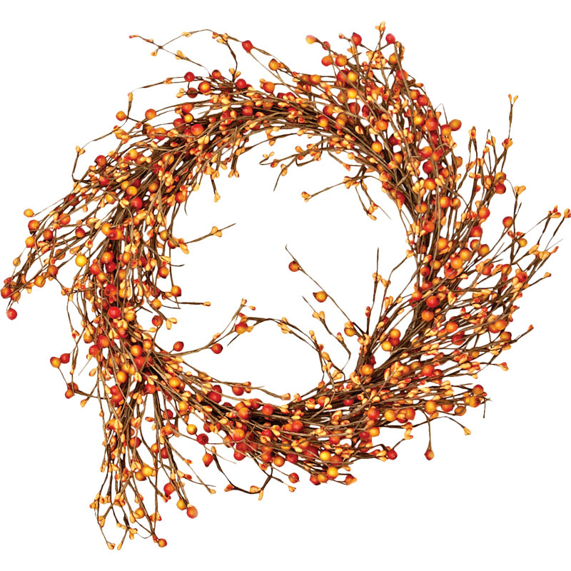 Couronne artificielle de baies mélangées d'automne de 40 cm (16 po) sur base de brindilles naturelles