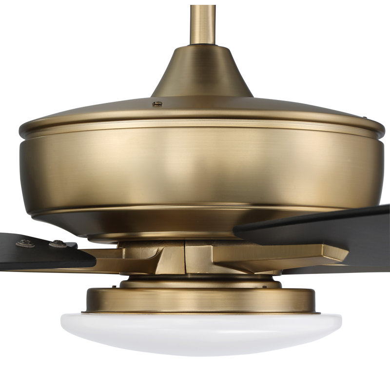 Satin Brass 60" Ceiling Fan with Black Walnut Blades and LED Light