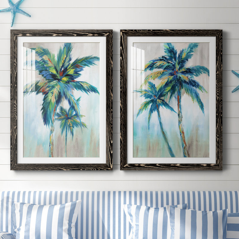 Bright Breeze I - 2 Piece Print Set, Framed Print with Mat, 31.5" H x 47" W, Walnut