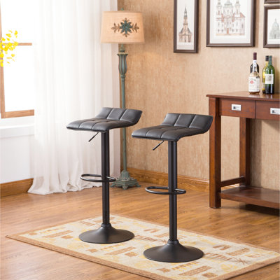 De 2 tabourets de bar réglables en cuir reconstitué noir - pivotant et confortable pour divers espaces de vie élégants