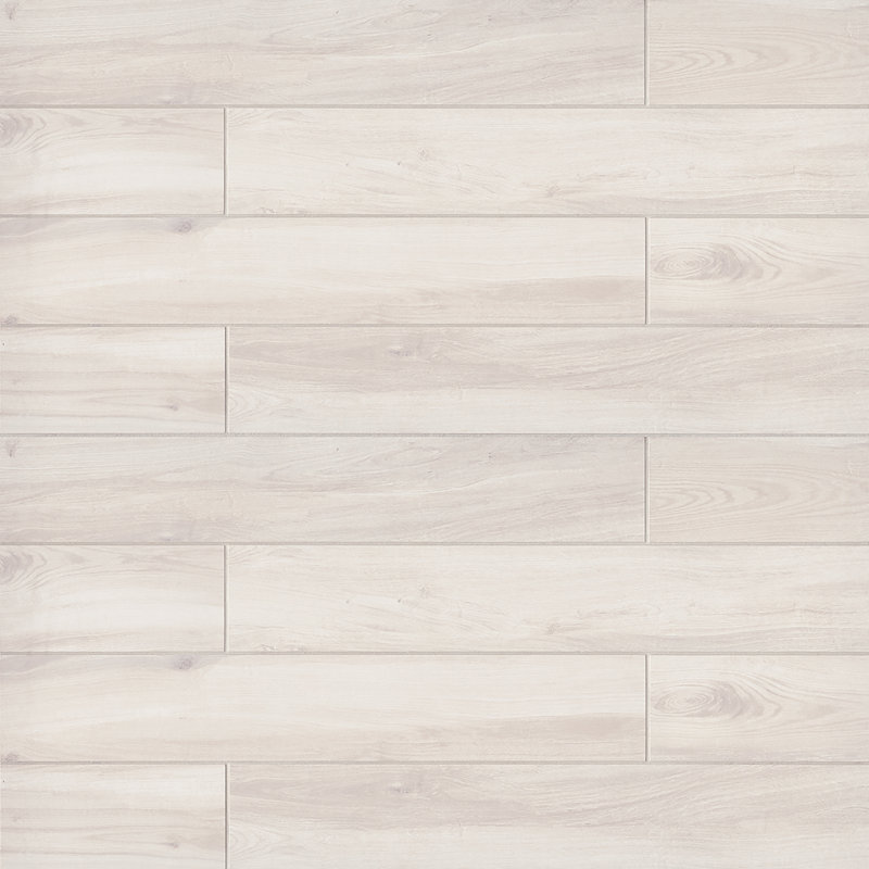 Refined 6" x 36" Porcelain Wood Look Floor Use Tile, White