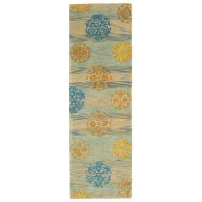 Charbonneau Drive Hand Tufted Wool Pile Floral Rug