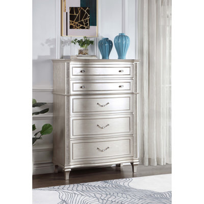 Katerina Silver Oak 5-Drawer Chest With Hidden Drawer