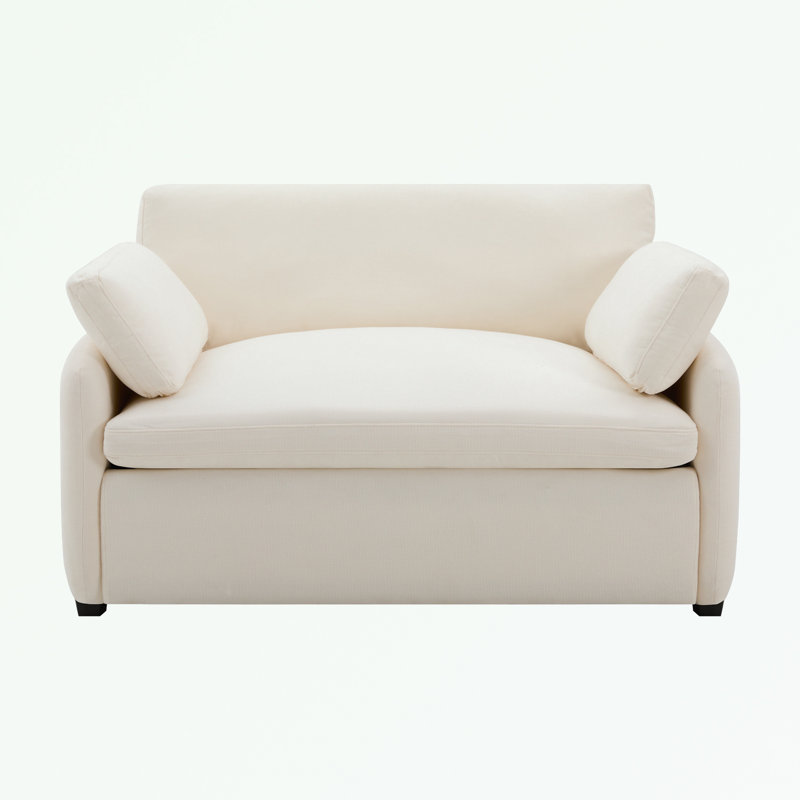 Chenille Single Sofa with pillow, Cream