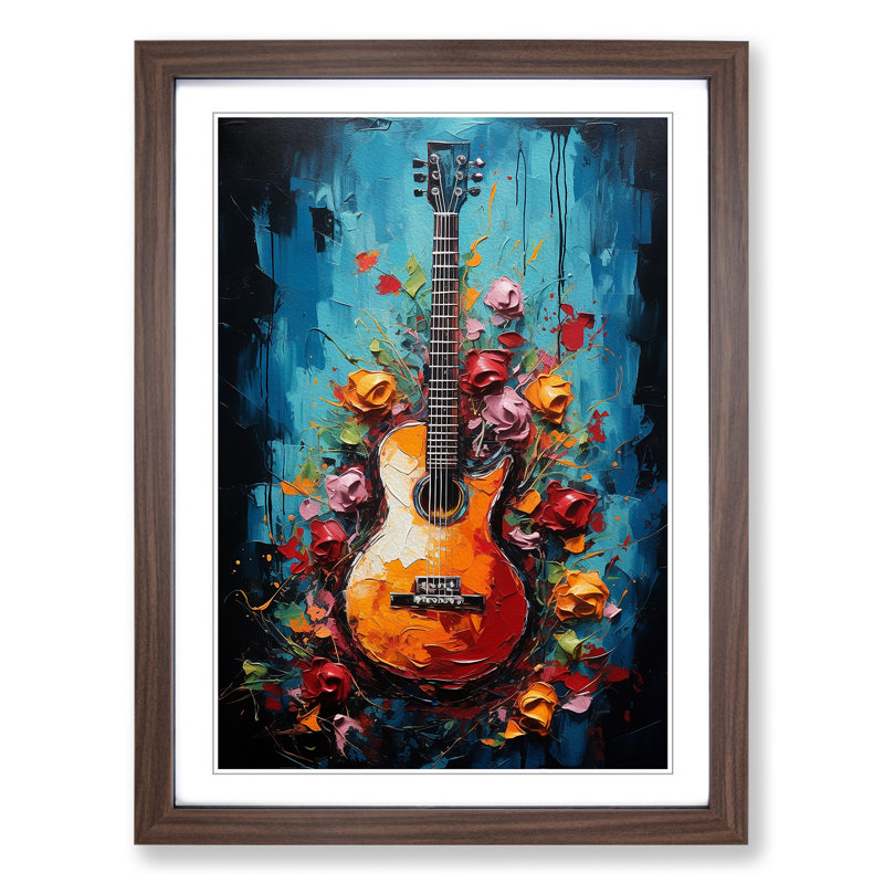 Guitar Expressionism - Framed Print, Walnut Framed, 46cm H x 34cm W
