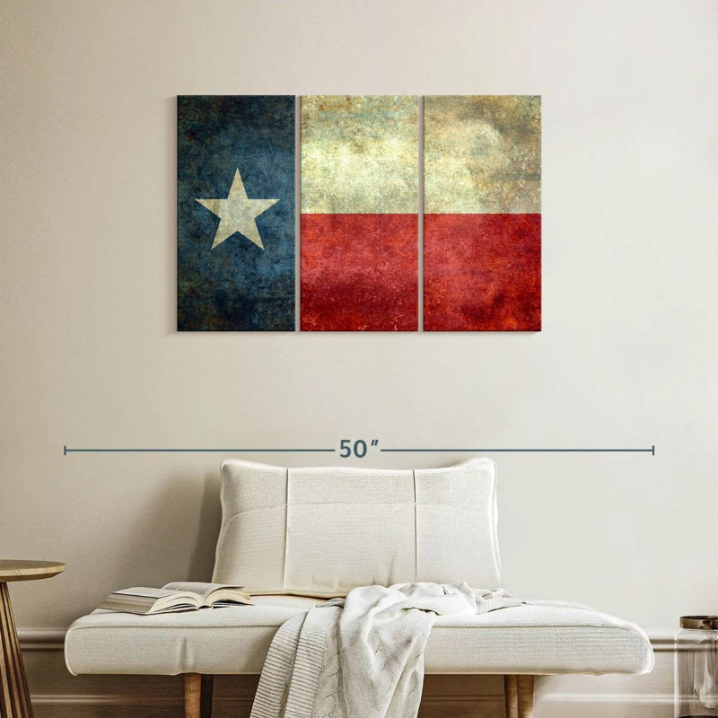 «Texas Texas Wall Art», reproduction d'art sur toile, H 24 po x l 38 po x P 1,25 po